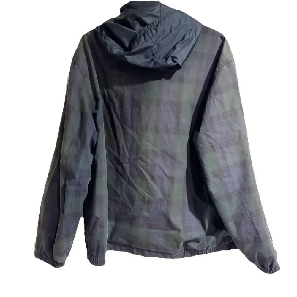 Nautica Men XL Green Blue Plaid Solid Yellow Reversible Jacket 90s Y2K‎